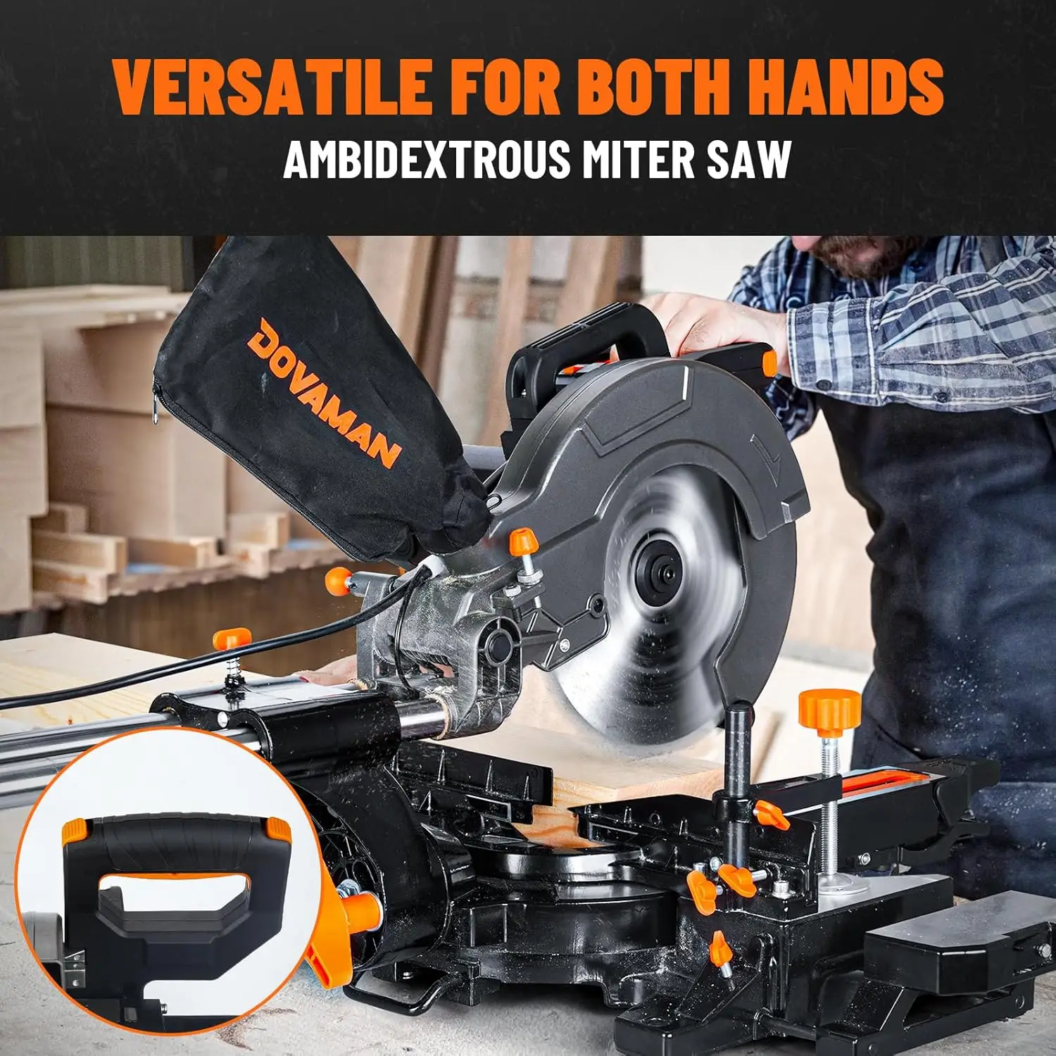 10in Sliding Miter Saw, Multi-use w/ 3 Blades, 15A Miter Saw, 4500/3200RPM, Ambidextrous Use, 0-45° Bevel Laser Cut
10in Sliding Miter Saw, Multi-use w/ 3 Blades, 15A Miter Saw, 4500/3200RPM, Ambidextrous Use, 0-45° Bevel Laser Cut