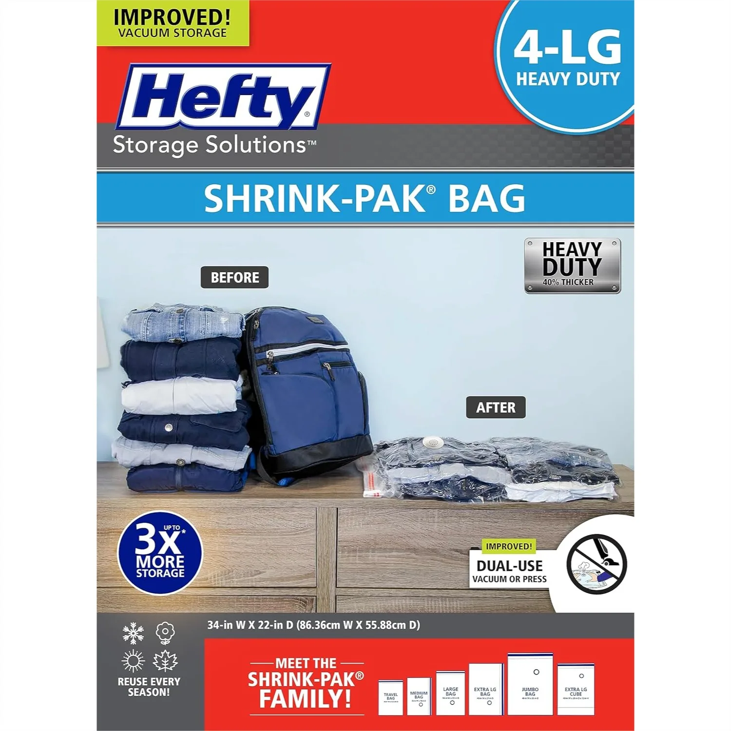 Vacuum Storage Bags for Clothes 4 Pack, Large Space Saving Compression Seal for Bedding with Travel Pump
Vacuum Storage Bags for Clothes 4 Pack, Large Space Saving Compression Seal for Bedding with Travel Pump