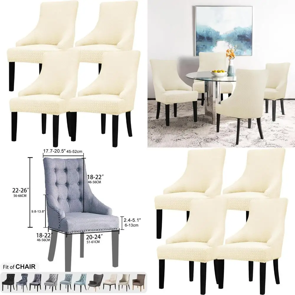 Cream Wingback Chair Slipcovers - Reusable 4-Piece Set for Accent and Dining Chairs, Armrest Protection
Cream Wingback Chair Slipcovers - Reusable 4-Piece Set for Accent and Dining Chairs, Armrest Protection