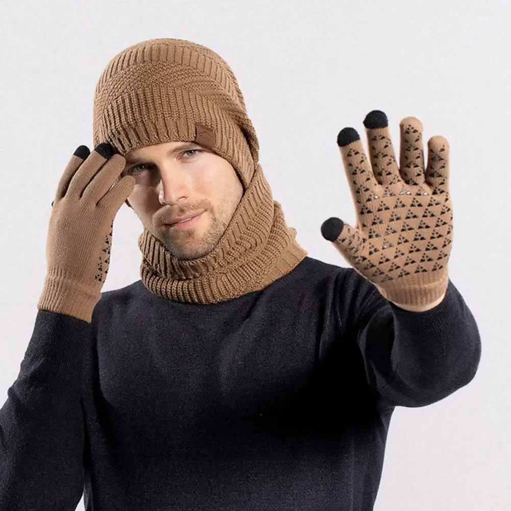 Knitted Hat Scarf Gloves Set Winter Outdoor Cycling Set Plush Knitted Hat Scarf Gloves with Ear Protection Windproof for Neck
Knitted Hat Scarf Gloves Set Winter Outdoor Cycling Set Plush Knitted Hat Scarf Gloves with Ear Protection Windproof for Neck