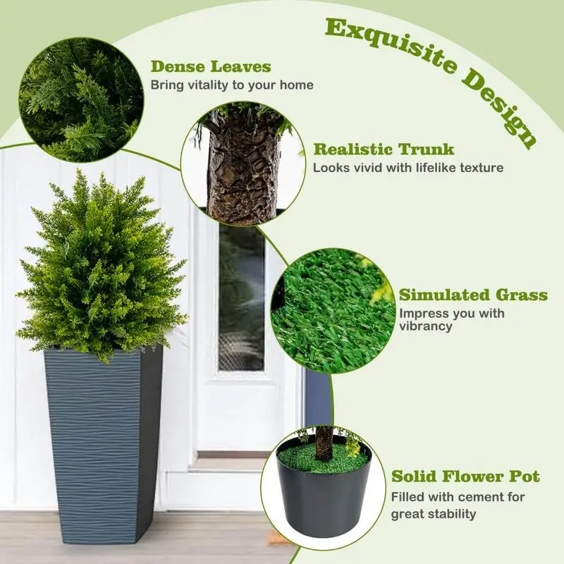 2-Pack Artificial Cedar Topiary Ball Tree with Cement Pot
2-Pack Artificial Cedar Topiary Ball Tree with Cement Pot