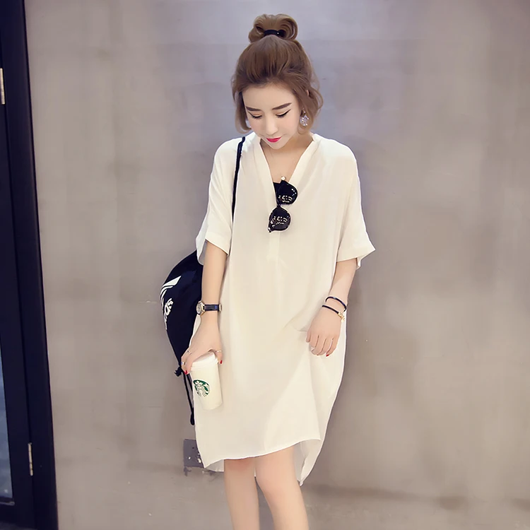 Loose Short Sleeve V-Neck T-Shirt Dress for plus Size Women Summer New Style Comfortable Casual Mid-Length Shirt Dress
Loose Short Sleeve V-Neck T-Shirt Dress for plus Size Women Summer New Style Comfortable Casual Mid-Length Shirt Dress