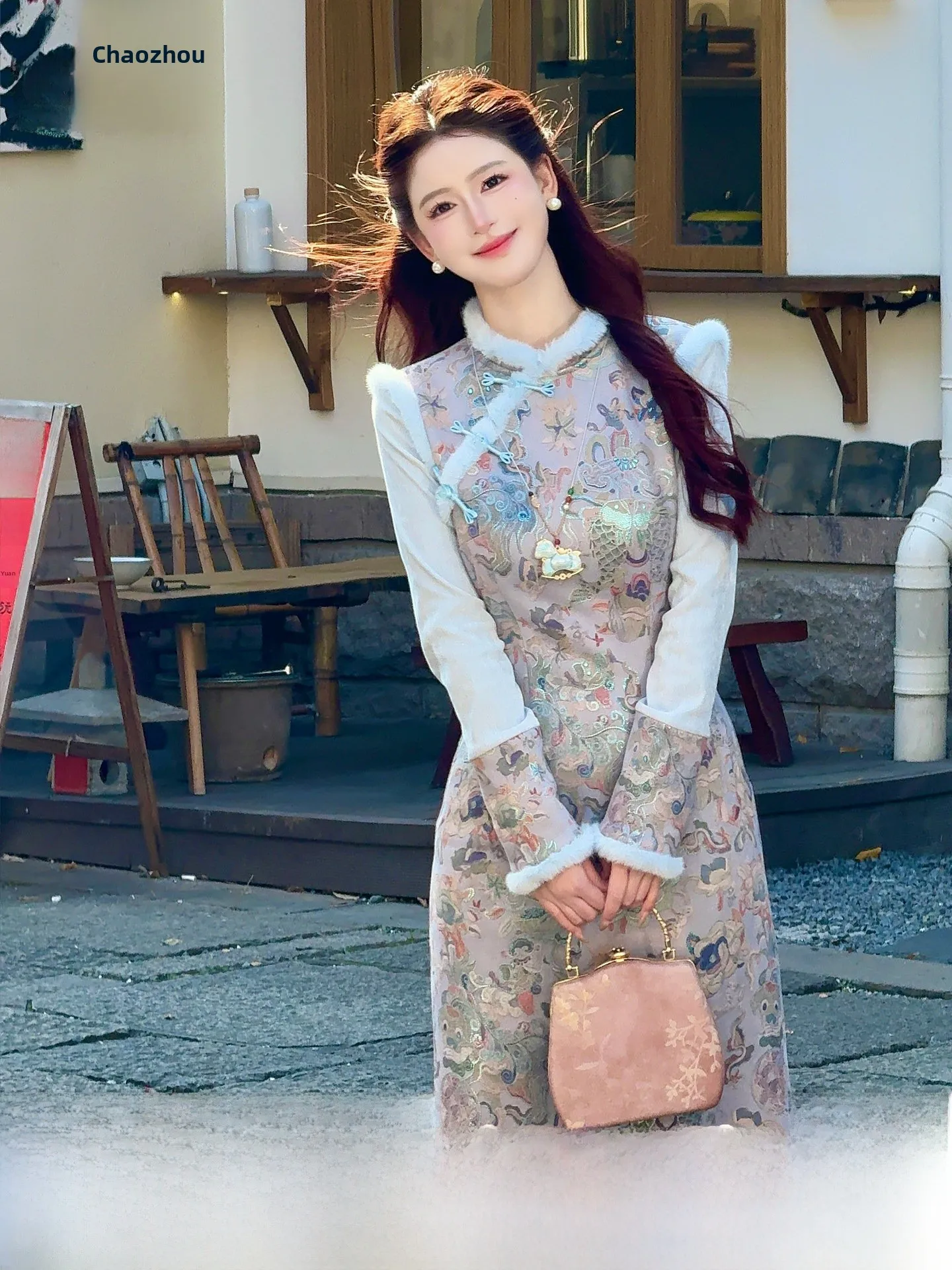 New Year Blue Traditional Chinese Style Dress High Waist A-Line Skirt Long Sleeve Soft Polyester Fiber LILI Home Brand
New Year Blue Traditional Chinese Style Dress High Waist A-Line Skirt Long Sleeve Soft Polyester Fiber LILI Home Brand