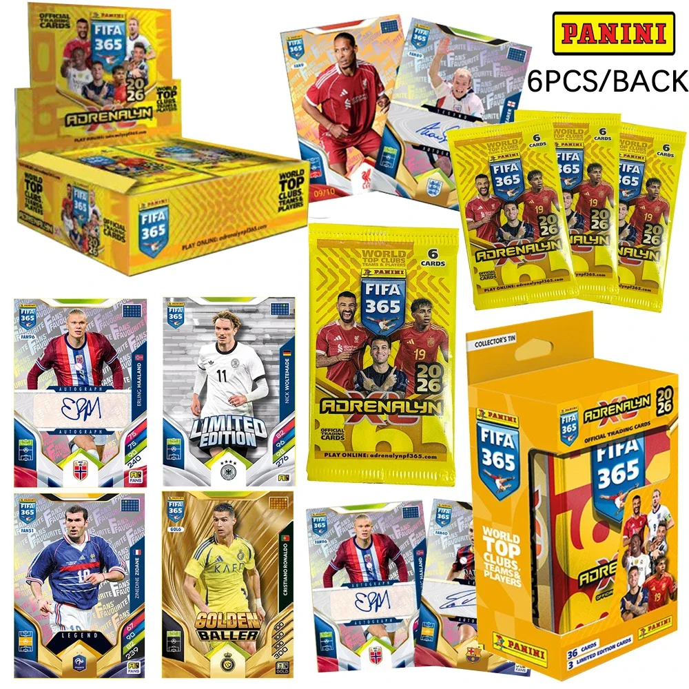 PANINI 2026 6 шт./компл. 365 футбольные торговые карты Messi Zinane Ronaldo Bellingham Haaland De Bruyne Коллекционная карта с автографом
PANINI 2026 6 шт./компл. 365 футбольные торговые карты Messi Zinane Ronaldo Bellingham Haaland De Bruyne Коллекционная карта с автографом