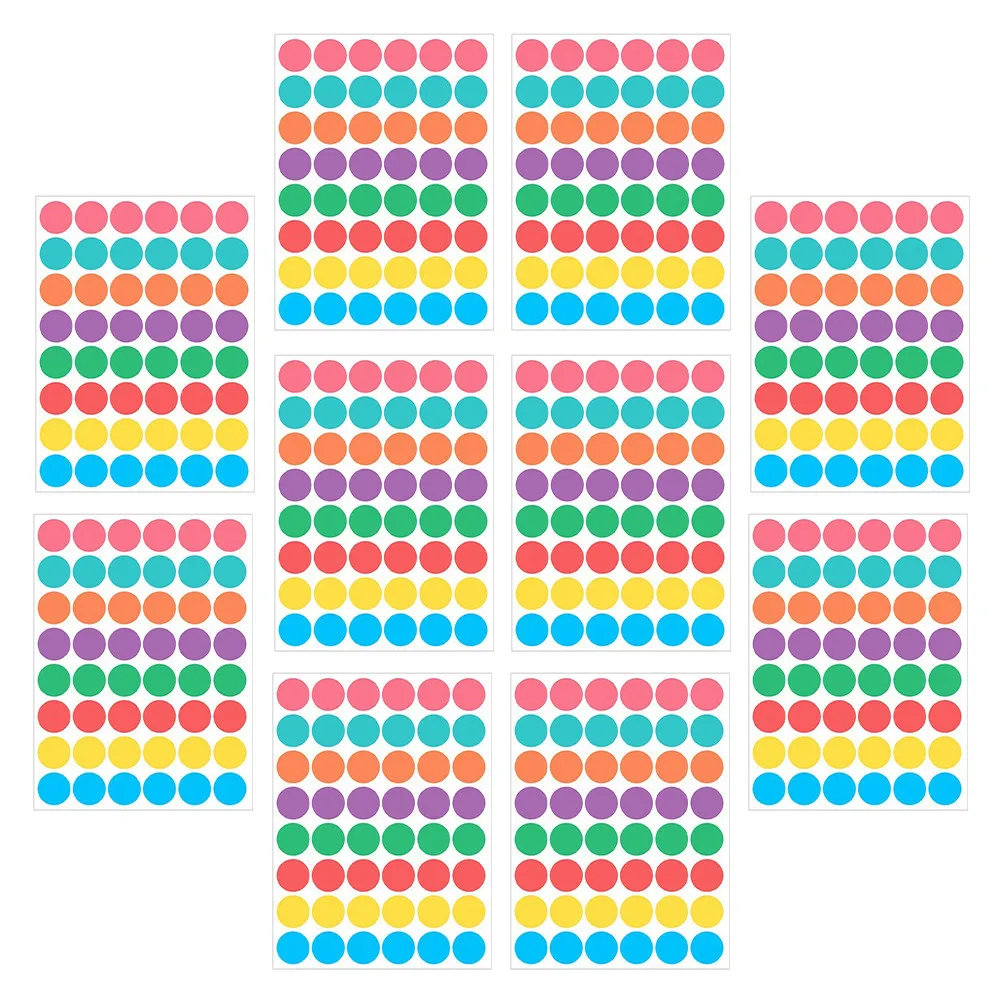 10 Sheets Round Label Stickers Printable Writable Adhesive Dot Decals Multiuse Labeling Supply for Office Home School Colorful
10 Sheets Round Label Stickers Printable Writable Adhesive Dot Decals Multiuse Labeling Supply for Office Home School Colorful
