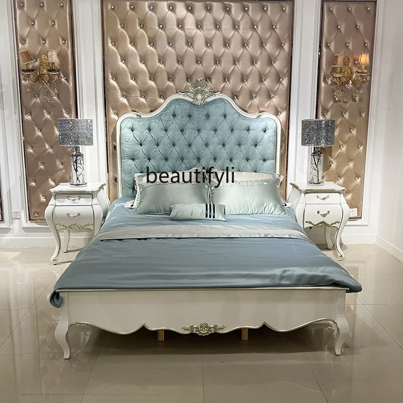 ss8350 French fabric, European neoclassical double princess bed bedroom 1.8 meters wedding bed solid wood carving flowers
ss8350 French fabric, European neoclassical double princess bed bedroom 1.8 meters wedding bed solid wood carving flowers