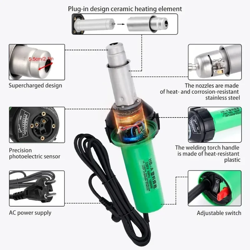 Furniture For AC 220V 1600W Plastic Welding Gun Electric Hot Air Blower Welding Torch Kit Heat Integrated Welder Machine
Furniture For AC 220V 1600W Plastic Welding Gun Electric Hot Air Blower Welding Torch Kit Heat Integrated Welder Machine