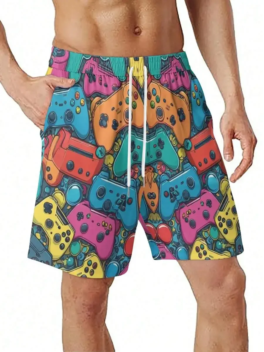 Mens Colorful Gaming Controller Patterned Board Shorts With Side Pockets And Adjustable Drawstring Waist
Mens Colorful Gaming Controller Patterned Board Shorts With Side Pockets And Adjustable Drawstring Waist