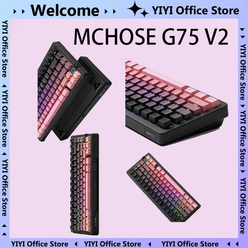 MCHOSE G75 V2 mechanical keyboard three-mode wireless RGB backlit hot-swappable gaming keyboard custom PC accessory gift
MCHOSE G75 V2 mechanical keyboard three-mode wireless RGB backlit hot-swappable gaming keyboard custom PC accessory gift