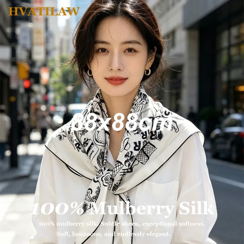 Luxury 100% Real Silk Scarf 88x88cm Hand Rolled Hem Large Square Silk Twill Scarf for Women Head Scarf Hijab Bandana Neck Wrap
Luxury 100% Real Silk Scarf 88x88cm Hand Rolled Hem Large Square Silk Twill Scarf for Women Head Scarf Hijab Bandana Neck Wrap