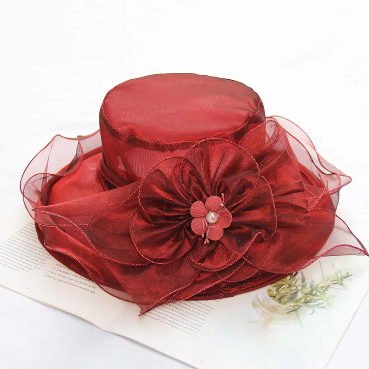 Sun Hats Women Big Brim Mesh Fabric Romantic Fedora UV Protection Red Caps Travel Foldable Cap Eugene Silk Flowers Hat Summer
Sun Hats Women Big Brim Mesh Fabric Romantic Fedora UV Protection Red Caps Travel Foldable Cap Eugene Silk Flowers Hat Summer