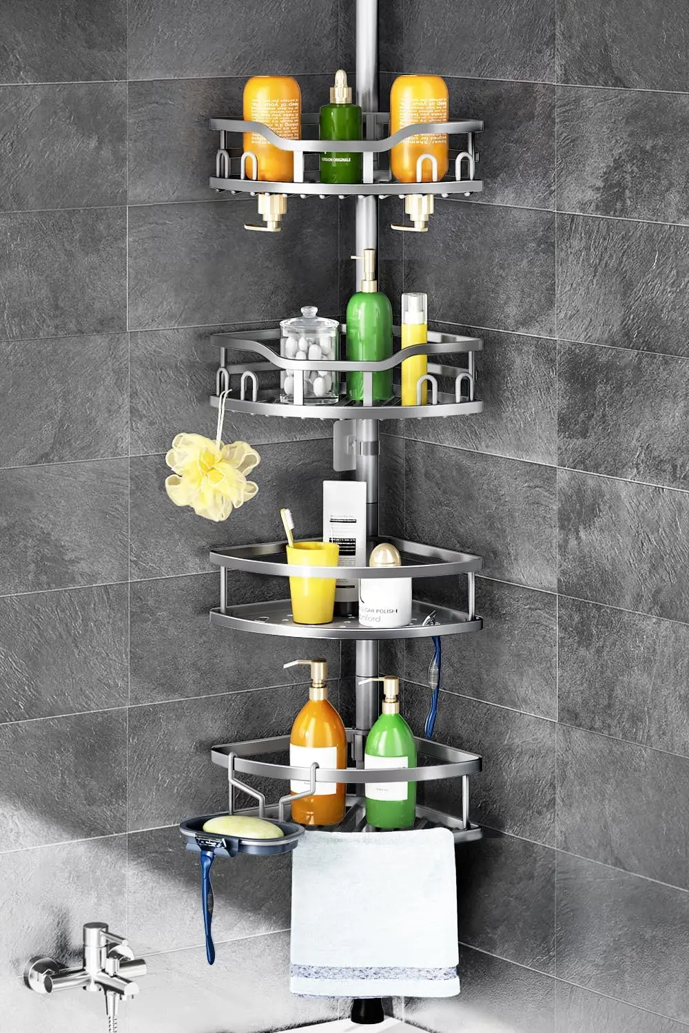 Corner Shower Caddy Tension Pole: Rustproof 4-Tier Bathroom Organizer Shelves for Bathtub Shampoo Storage - 47-121 Inch Quick
Corner Shower Caddy Tension Pole: Rustproof 4-Tier Bathroom Organizer Shelves for Bathtub Shampoo Storage - 47-121 Inch Quick