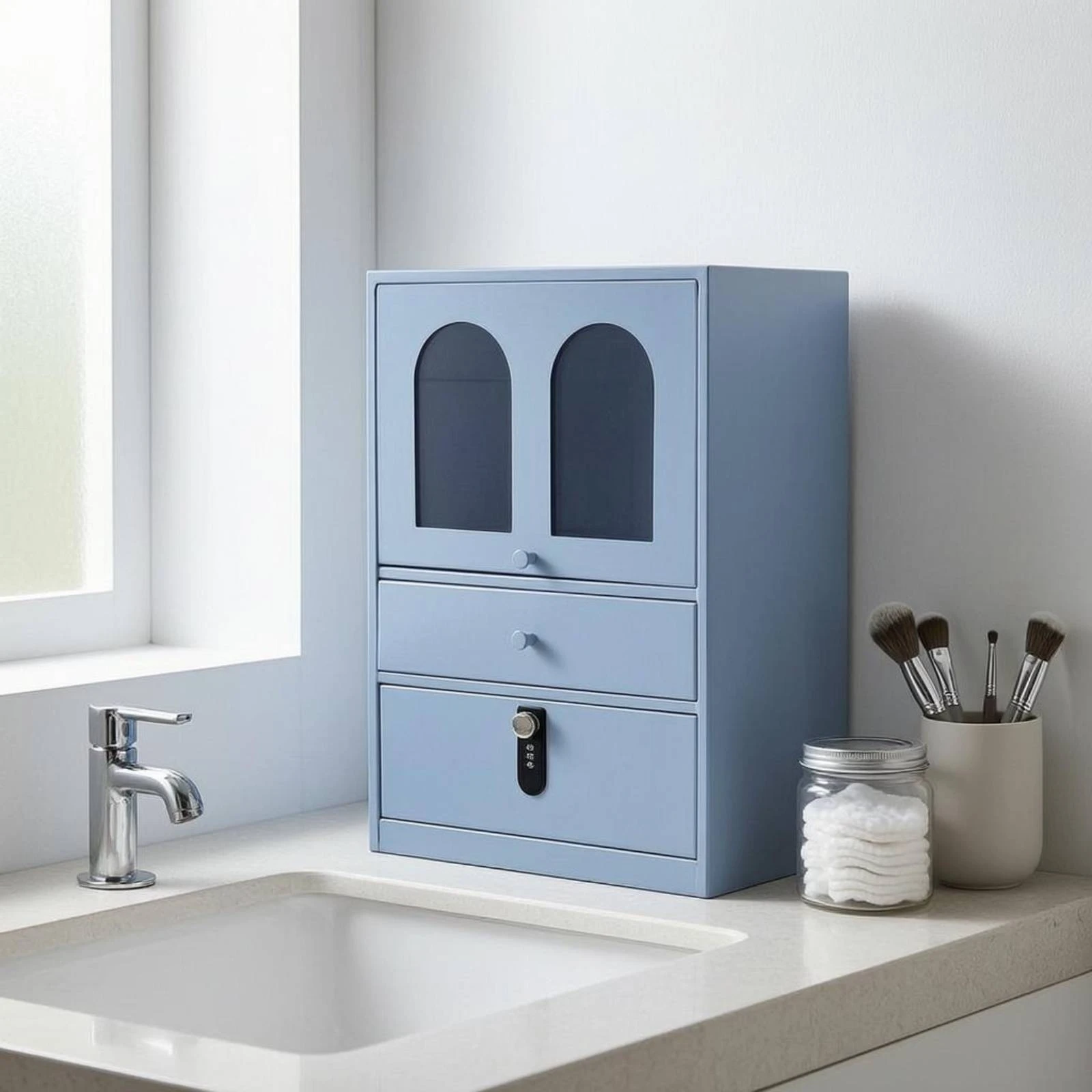 Tabletop Makeup Cabinet Arched Doors Lockable Desktop Cabinet
Tabletop Makeup Cabinet Arched Doors Lockable Desktop Cabinet