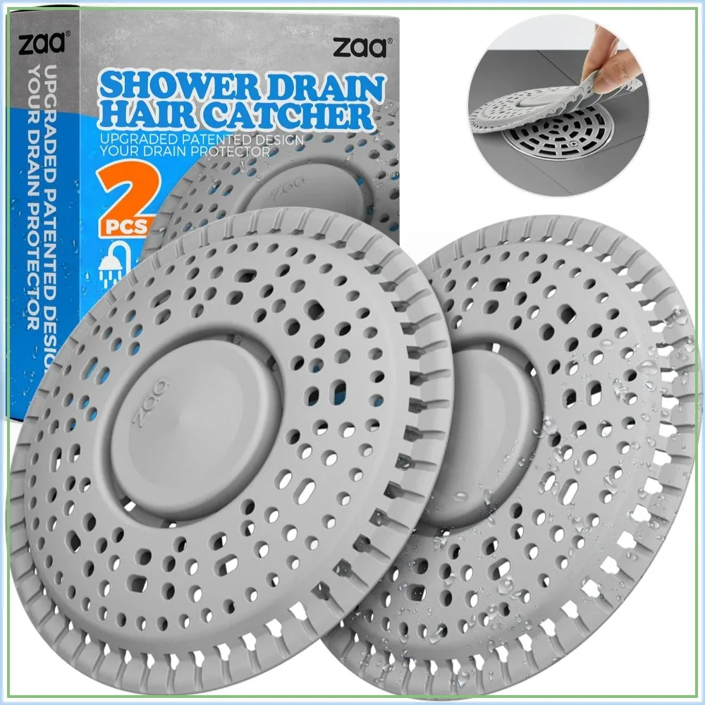 2 Pack Silicone Shower Drain Hair Catcher, Flat Drain Cover for Bathroom, Gray, 5.5 Inch
2 Pack Silicone Shower Drain Hair Catcher, Flat Drain Cover for Bathroom, Gray, 5.5 Inch
