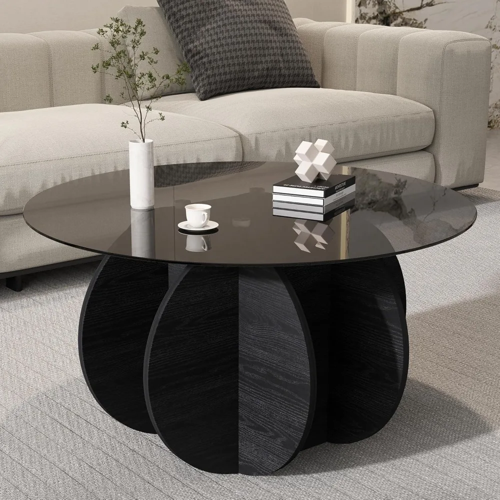 Glass Table, Round Table with Petal-Inspired Base, Modern Minimalist Table for Decoration
Glass Table, Round Table with Petal-Inspired Base, Modern Minimalist Table for Decoration