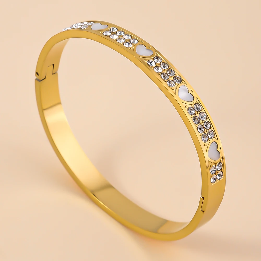 Light Luxury Stainless Steel Cuff Bracelet For Women, Heart Set Sparkling Zircon For Women's Wrist Jewelry Accessories Gift
Light Luxury Stainless Steel Cuff Bracelet For Women, Heart Set Sparkling Zircon For Women's Wrist Jewelry Accessories Gift