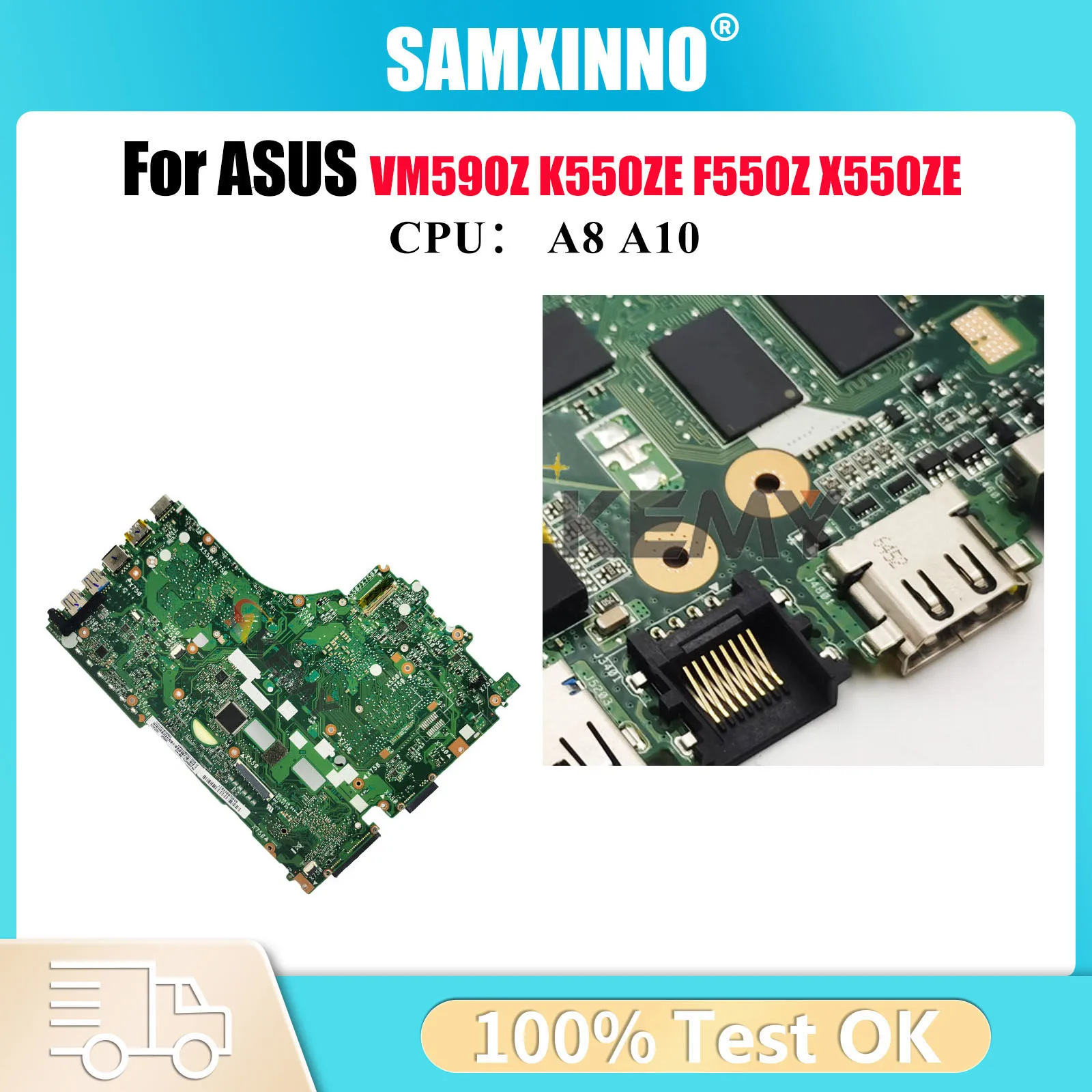 Материнская плата для ноутбуков ASUS VivoBook A555Z, A550ZE, K555Z, F550ZE, X550ZE, X550Z, VM590Z с процессорами A8, A10 (модели X550ZE, K550ZE)
Материнская плата для ноутбуков ASUS VivoBook A555Z, A550ZE, K555Z, F550ZE, X550ZE, X550Z, VM590Z с процессорами A8, A10 (модели X550ZE, K550ZE)