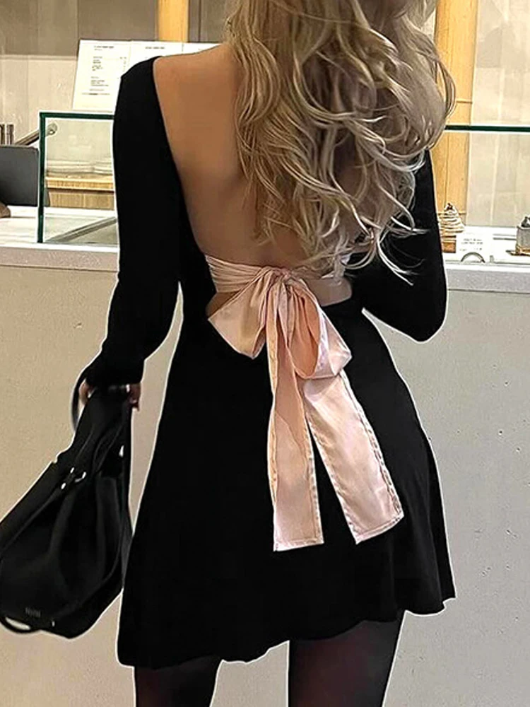 Backless Short Dresses Women Elegant Bow Lace Up Dress Female Summer Long Sleeve Dress Ladies Bodycon Party Night Vestidos
Backless Short Dresses Women Elegant Bow Lace Up Dress Female Summer Long Sleeve Dress Ladies Bodycon Party Night Vestidos