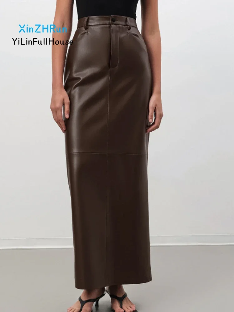 Autumn Winter Women's High Waist Splicing Split Artificial Leather Half Skirt Retro Slimming Bag Hip PU Half Length Long Skirt
Autumn Winter Women's High Waist Splicing Split Artificial Leather Half Skirt Retro Slimming Bag Hip PU Half Length Long Skirt