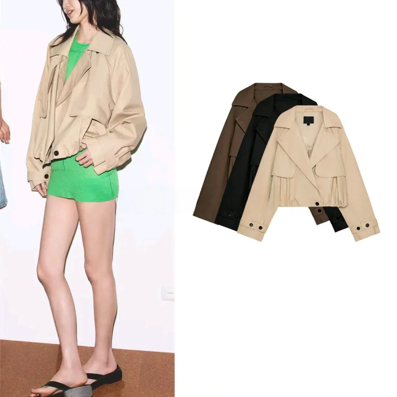 Spring New Women's Long Sleeve Turn-down Collar Puffy Effect Short Coat Double Buttoning Outerwear Casual Stylish Polyester
Spring New Women's Long Sleeve Turn-down Collar Puffy Effect Short Coat Double Buttoning Outerwear Casual Stylish Polyester