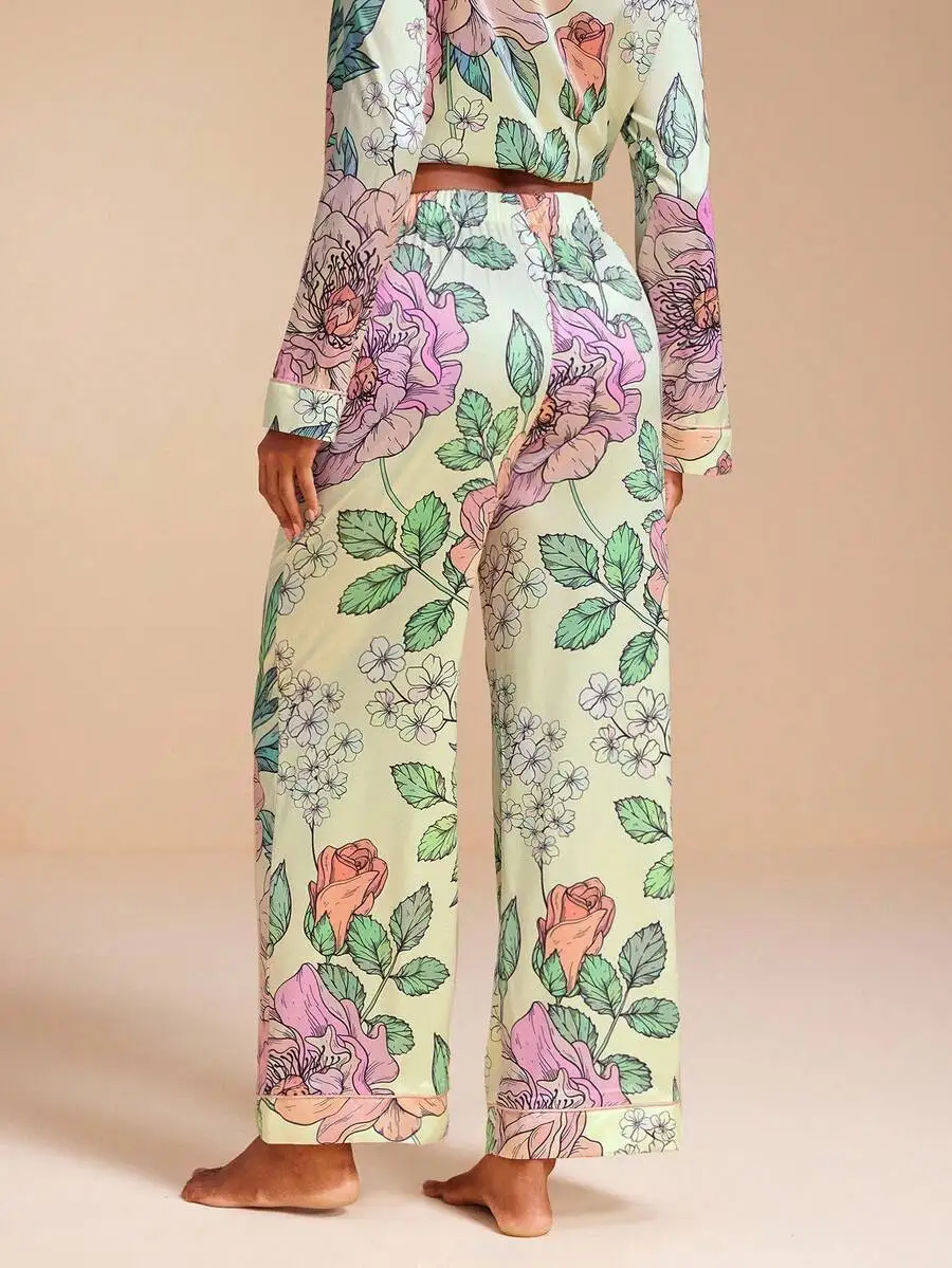 Floral Printed Satin Wide Leg Sleep Pants Women Pajama Pants Vintage Style
Floral Printed Satin Wide Leg Sleep Pants Women Pajama Pants Vintage Style
