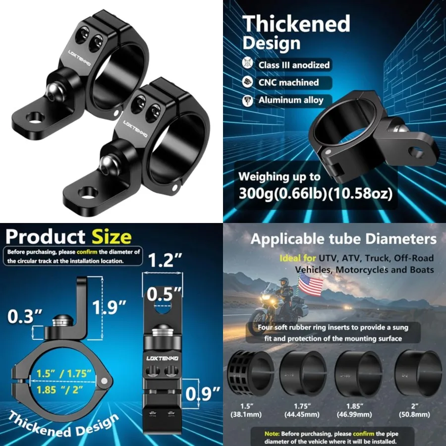 Thicken UTV LED Light Bar Mounts 2PCS, Heavy Duty CNC Aluminum 360° Adjustable Whip Light Mount Light bar Mounting Bracket, Fit
Thicken UTV LED Light Bar Mounts 2PCS, Heavy Duty CNC Aluminum 360° Adjustable Whip Light Mount Light bar Mounting Bracket, Fit