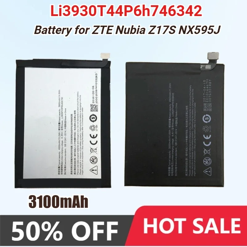 3100mAh Li3930T44P6h746342 Phone Replacement Battery for ZTE Nubia Z17S NX595J Smart Phone Rechargeable Batteries Bateria
3100mAh Li3930T44P6h746342 Phone Replacement Battery for ZTE Nubia Z17S NX595J Smart Phone Rechargeable Batteries Bateria