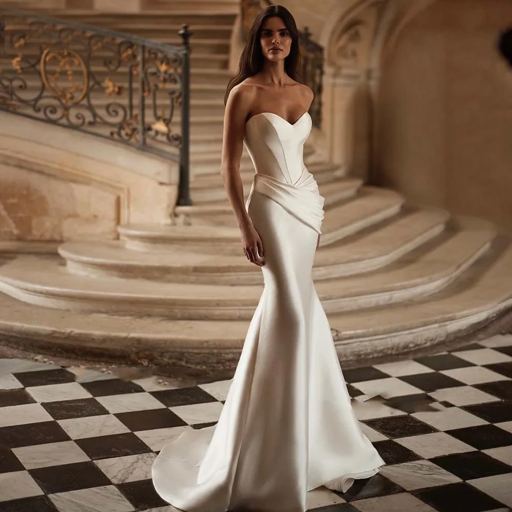 Luminous Mermaid Wedding Dresses Elegant Sweetheart Collar Bridal Gowns Sleeveless Backless Princess Vestido De Novia Customized
Luminous Mermaid Wedding Dresses Elegant Sweetheart Collar Bridal Gowns Sleeveless Backless Princess Vestido De Novia Customized