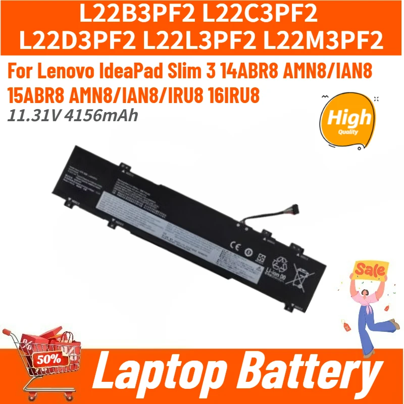 L22B3PF2 High Quality Laptop Battery 11.31V 4156mAh for Lenovo IdeaPad Slim 315ABR8 3 14ABR8 AMN8/IAN8 15ABR8 AMN8/IAN8/IRU8
L22B3PF2 High Quality Laptop Battery 11.31V 4156mAh for Lenovo IdeaPad Slim 315ABR8 3 14ABR8 AMN8/IAN8 15ABR8 AMN8/IAN8/IRU8