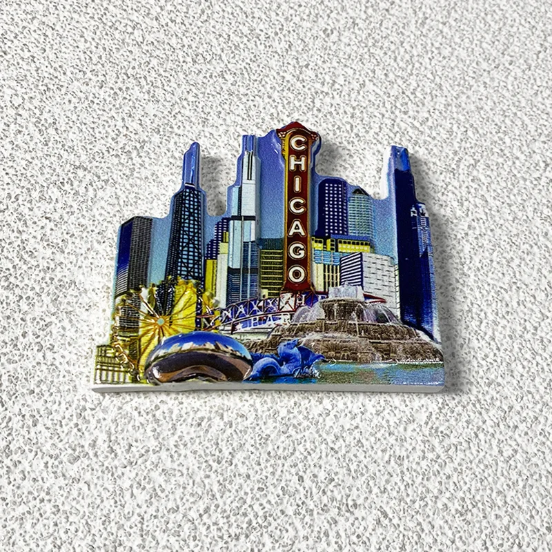 Chicago, USA Creative Home Decorations 3D Architectural Painted Fridge Magnet Travel Souvenir Craft
Chicago, USA Creative Home Decorations 3D Architectural Painted Fridge Magnet Travel Souvenir Craft