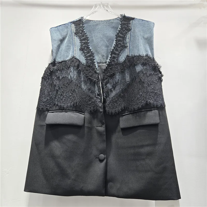 SuperAen 2026 Spring and Summer New Design Patchwork Lace Color-Contrast Pattern Loose Casual Women's Denim Jackets Vests
SuperAen 2026 Spring and Summer New Design Patchwork Lace Color-Contrast Pattern Loose Casual Women's Denim Jackets Vests