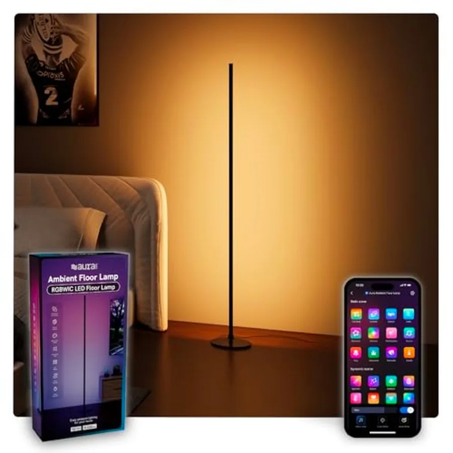 RGBICW Floor Lamp Ambient Light LED Corner Light Alexa Control with Music Sync 1000 Lumen 4-Billion Colors 90+ CRI Preset and C
RGBICW Floor Lamp Ambient Light LED Corner Light Alexa Control with Music Sync 1000 Lumen 4-Billion Colors 90+ CRI Preset and C