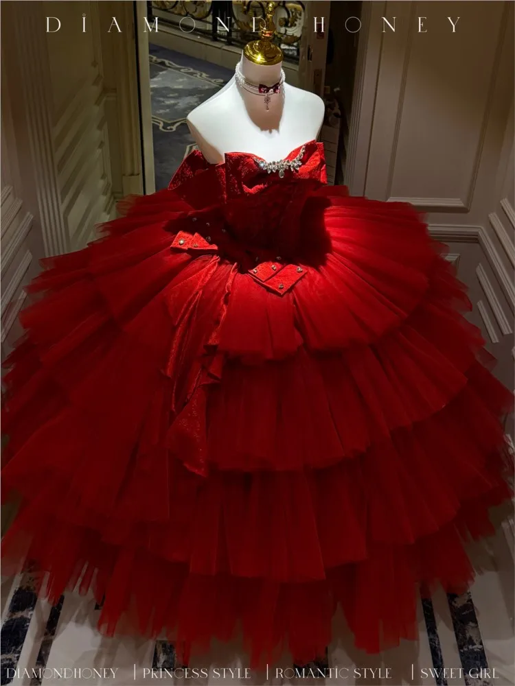 Red long birthday adult chiffon wedding dress
Red long birthday adult chiffon wedding dress