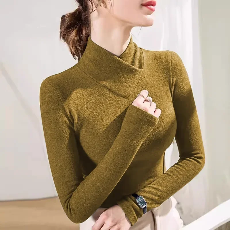 Long Sleeve Thermal Shirt Half High Collar Inner Wear Outer Wear T-Shirt Women's Fashion Design Autumn Winter Base Layer Top
Long Sleeve Thermal Shirt Half High Collar Inner Wear Outer Wear T-Shirt Women's Fashion Design Autumn Winter Base Layer Top