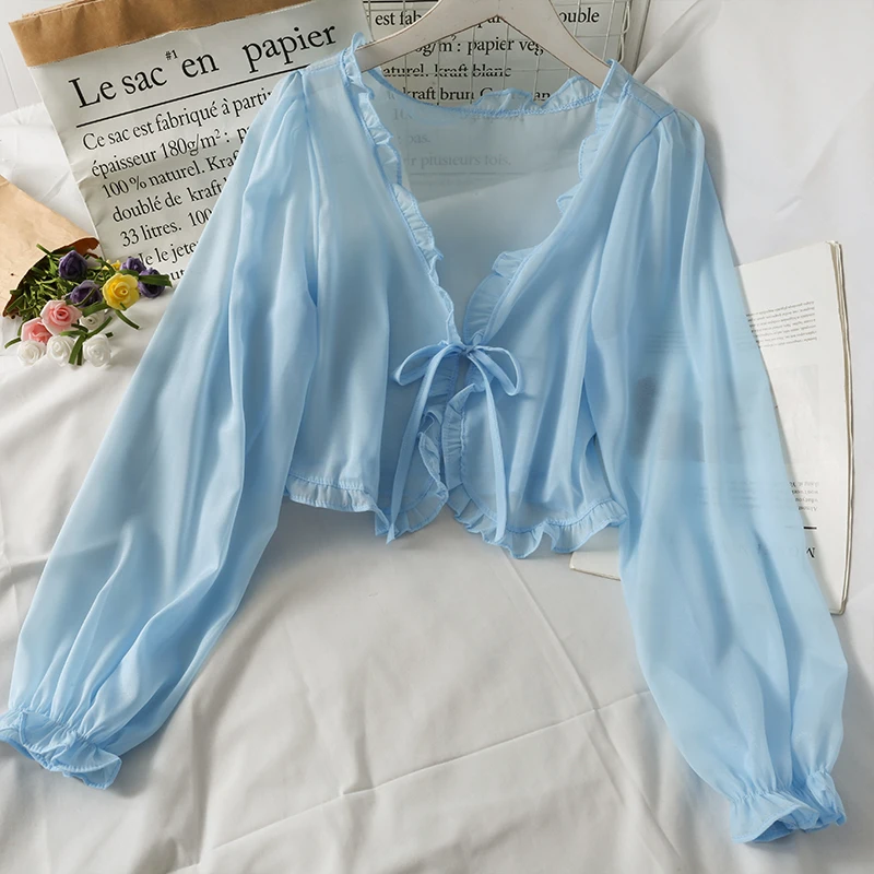 Women Thin Coat Casual Lace Bow Summer Clothes Female Cardigan Shirt Clothing Tops Blouse For Lady Covers Blusa
Women Thin Coat Casual Lace Bow Summer Clothes Female Cardigan Shirt Clothing Tops Blouse For Lady Covers Blusa