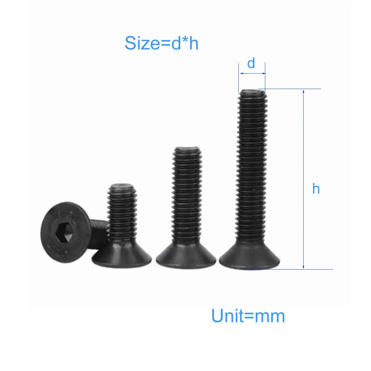 12.9 Grade Iron Black High-Strength Countersunk Head Hexagonal Screws M1.6M2M2.5M3
12.9 Grade Iron Black High-Strength Countersunk Head Hexagonal Screws M1.6M2M2.5M3