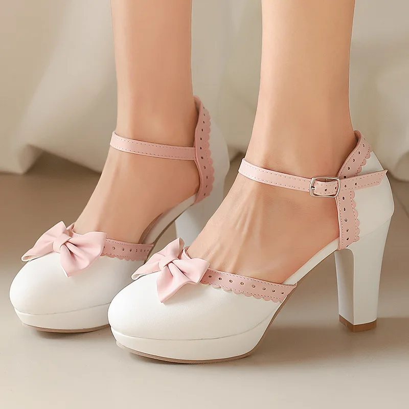 Women's Mary Jane High Heels Platform Pumps Bow Knot Hollow Ankle Strap Plus Size 34-44 Sweet Lolita Princess Shoes
Women's Mary Jane High Heels Platform Pumps Bow Knot Hollow Ankle Strap Plus Size 34-44 Sweet Lolita Princess Shoes