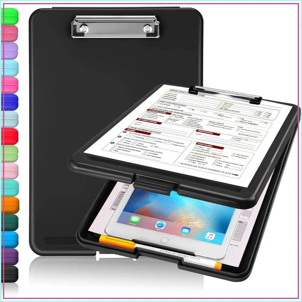 Plastic Clipboard with Storage, Low Profile Clip, Hanging Design, Foldable, for Office School Supplies
Plastic Clipboard with Storage, Low Profile Clip, Hanging Design, Foldable, for Office School Supplies
