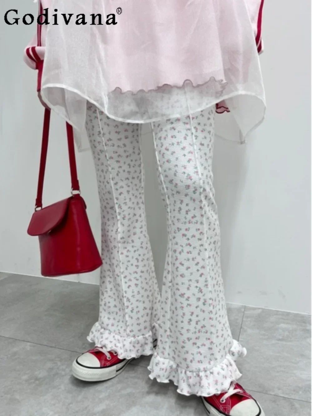 Japanese Style Basics Sweet Cute Print Flared Pants for Women Elastic Waist Spring and Autumn Casual Trousers Student Y2k Pants
Japanese Style Basics Sweet Cute Print Flared Pants for Women Elastic Waist Spring and Autumn Casual Trousers Student Y2k Pants