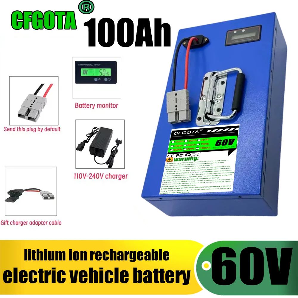 18650 lithium-ion battery, new 60V20AH-100AH, built-in BMS35AH, fast air transportation, application 500W-3000W
18650 lithium-ion battery, new 60V20AH-100AH, built-in BMS35AH, fast air transportation, application 500W-3000W