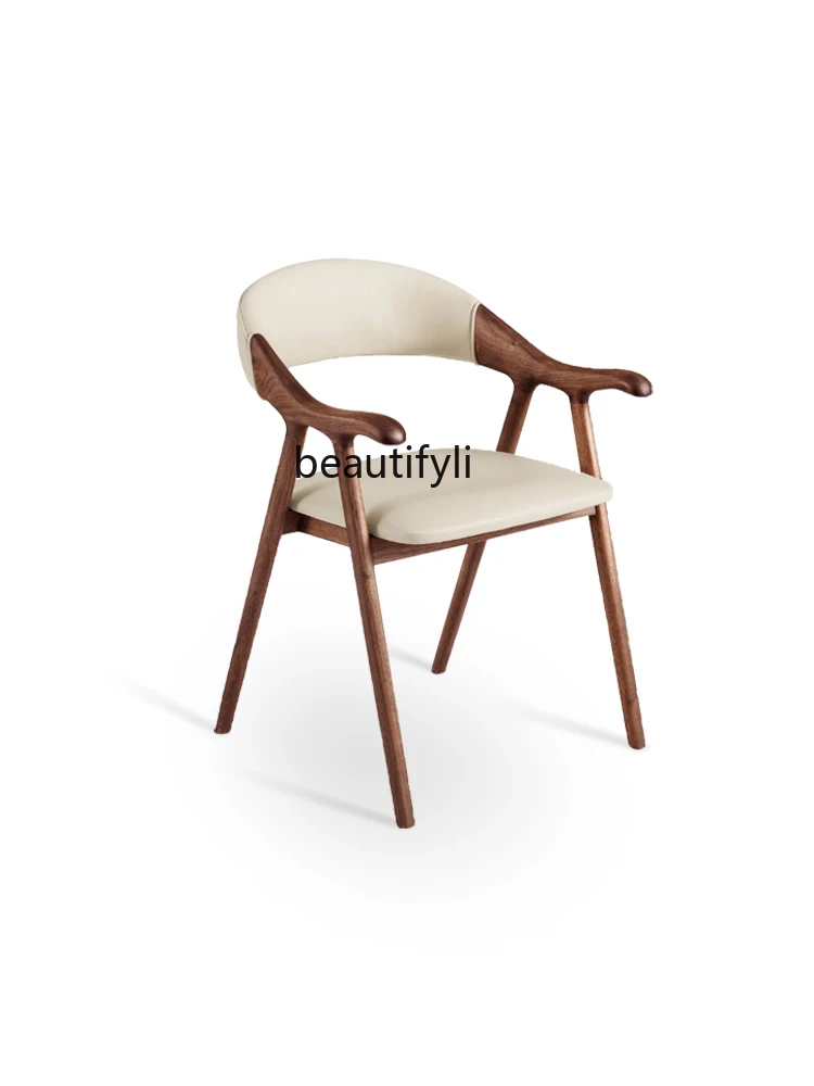 Italian Minimalist Solid Wood Dining Chair Household Black Walnut Log Dining Room and Study Room Full Leather Armchair
Italian Minimalist Solid Wood Dining Chair Household Black Walnut Log Dining Room and Study Room Full Leather Armchair