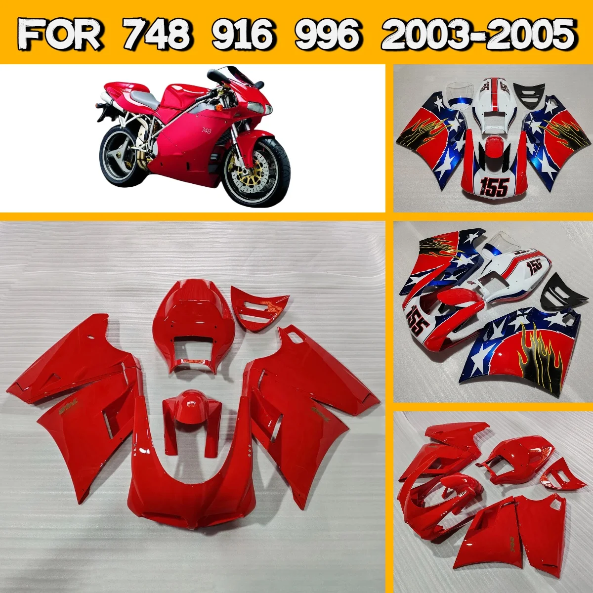 Customize Painting Fairing Set 2003 2004 2005 748 916 996 Injection Mold Motorcycle Fairings for 03 04 05 Ducati 748 916 996
Customize Painting Fairing Set 2003 2004 2005 748 916 996 Injection Mold Motorcycle Fairings for 03 04 05 Ducati 748 916 996
