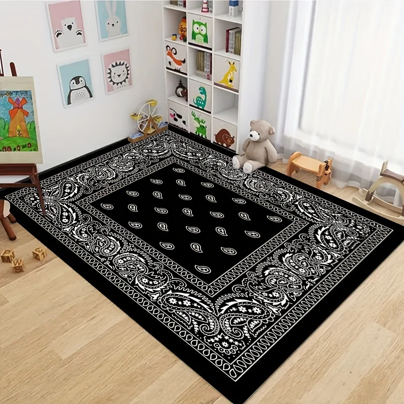 Retro Bandana Paisley Area Rug Black White Bohemian Print NonSlip Floor Mat for Living Room Bedroom Entryway Boho Home Decor
Retro Bandana Paisley Area Rug Black White Bohemian Print NonSlip Floor Mat for Living Room Bedroom Entryway Boho Home Decor