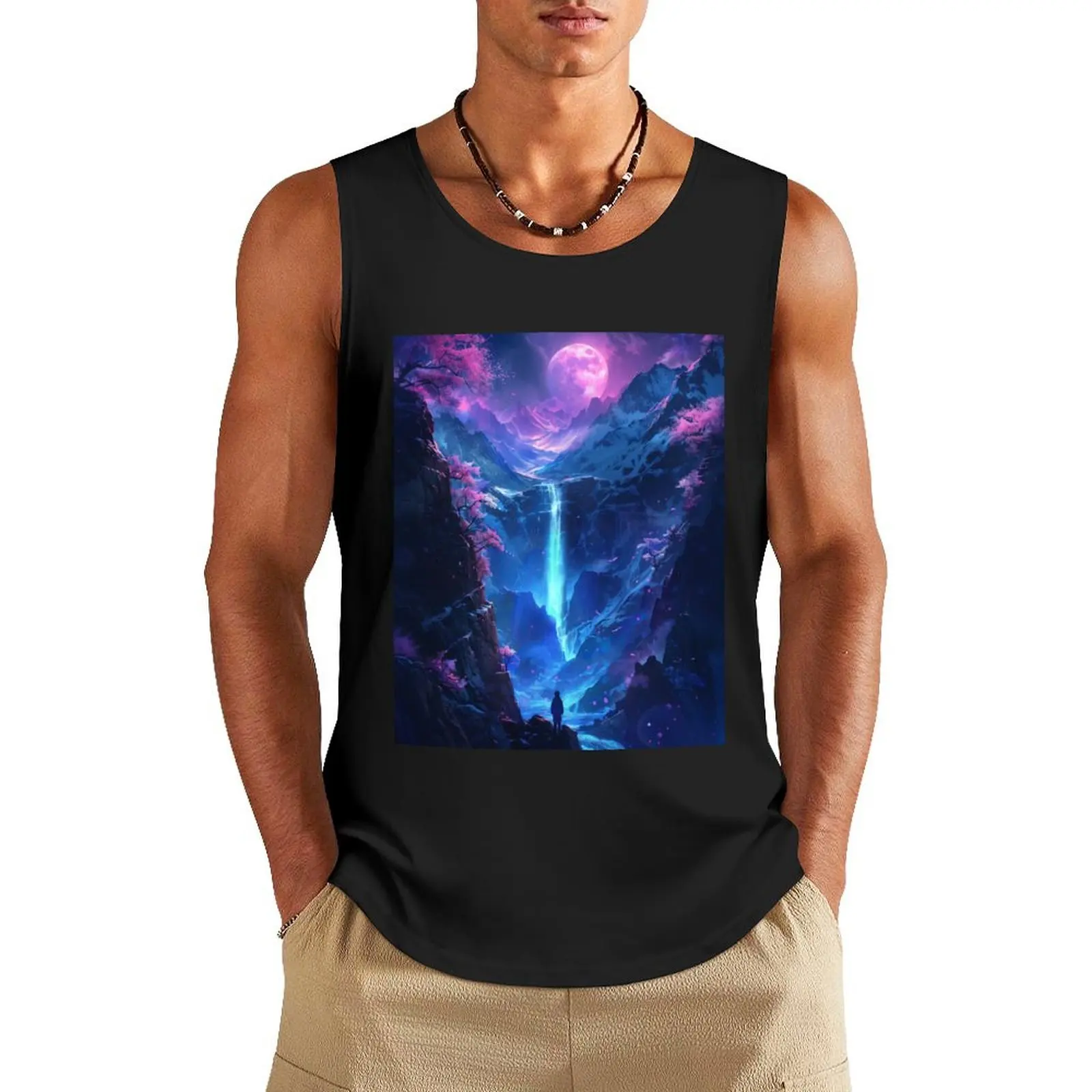 Neon Nights: Tranquil Dreamscapes of a Japanese Mountain Lake Illuminated by the Serene Glow of Neon Lights Tank Top
Neon Nights: Tranquil Dreamscapes of a Japanese Mountain Lake Illuminated by the Serene Glow of Neon Lights Tank Top