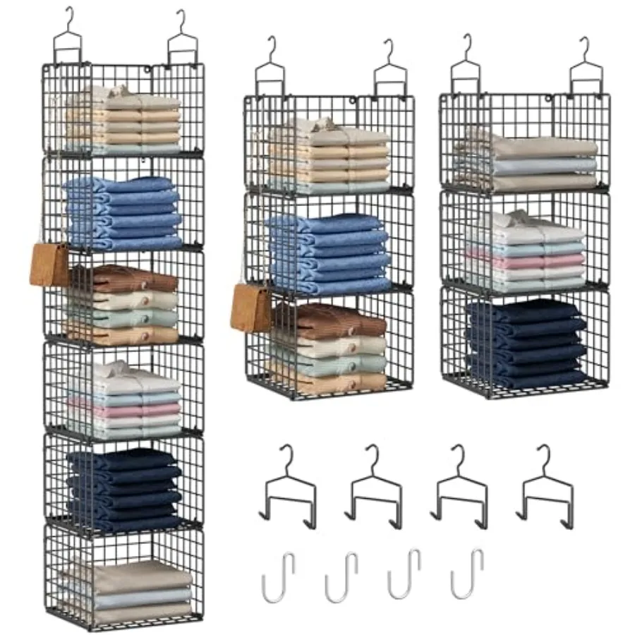 Closet Hanging Organizer, Metal Closet Organizers and Storage with 4 Hanging Hooks 4 S-Hooks for Wardrobe Laundry Room, Wire St
Closet Hanging Organizer, Metal Closet Organizers and Storage with 4 Hanging Hooks 4 S-Hooks for Wardrobe Laundry Room, Wire St