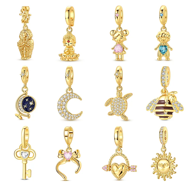 New 925 Sterling Silver Golden Series Heart-Shaped Bow Charms Beads For Women Fit Original Bracelet DIY Jewelry Gifts
New 925 Sterling Silver Golden Series Heart-Shaped Bow Charms Beads For Women Fit Original Bracelet DIY Jewelry Gifts