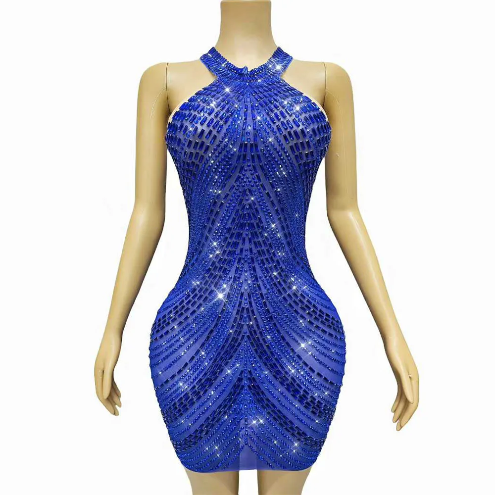 Sexy Flashing Blue Rhinestones Cultivation Mesh Dress Birthday Celebrate Evening Elegant Gown Fashion Show Stage Wear
Sexy Flashing Blue Rhinestones Cultivation Mesh Dress Birthday Celebrate Evening Elegant Gown Fashion Show Stage Wear