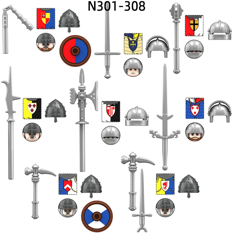 The Two-handed Big Sword Halberd Poleaxe Hammer Flail Infantry Model Blocks MOC Bricks Set Gifts Toys N301-N308
The Two-handed Big Sword Halberd Poleaxe Hammer Flail Infantry Model Blocks MOC Bricks Set Gifts Toys N301-N308