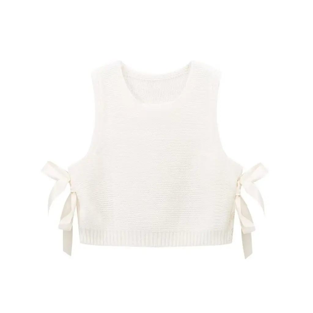 Women's U-neck Side Bow Button Knitted Short Vest Autumn New Fashion Top for Women
Women's U-neck Side Bow Button Knitted Short Vest Autumn New Fashion Top for Women