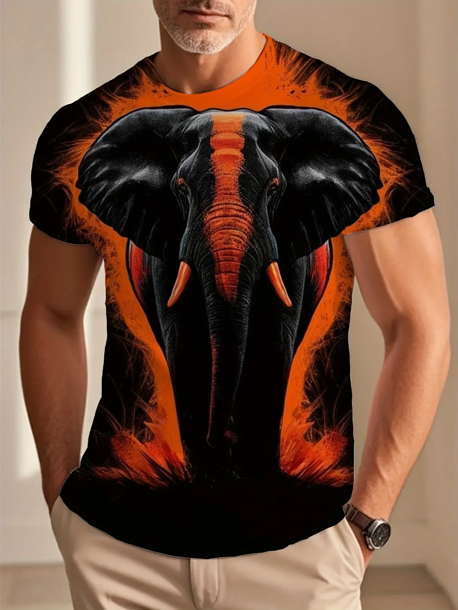 Round Neck, Short Sleeve, All-Season Comfort, Vibrant Orange & Black Graphic Design, Perfect for Outdoor Casual Wear, PLUS SIZE
Round Neck, Short Sleeve, All-Season Comfort, Vibrant Orange & Black Graphic Design, Perfect for Outdoor Casual Wear, PLUS SIZE